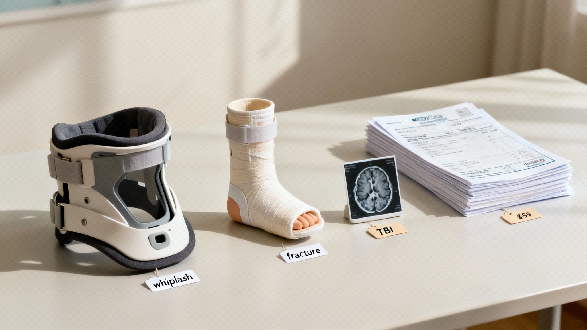 A person signing a settlement document at a desk with an insurance adjuster, symbolizing the negotiation process.