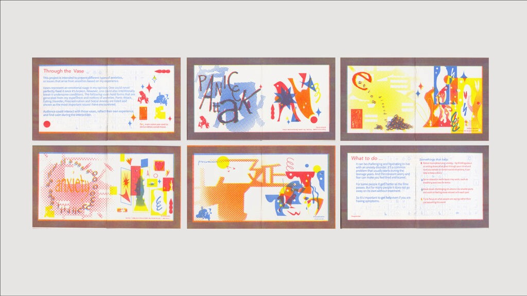work process for colorful art piece