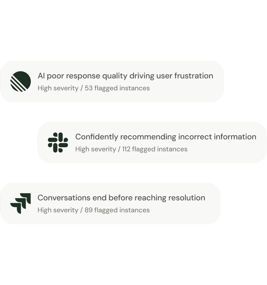 Product interface displaying prioritized high-severity AI issues with flagged instance counts