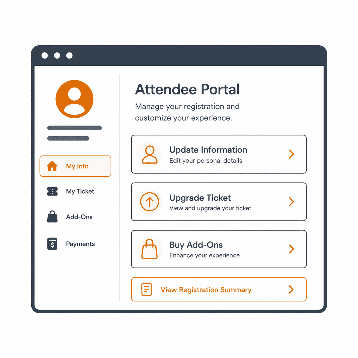 Image showing an attendee portal page