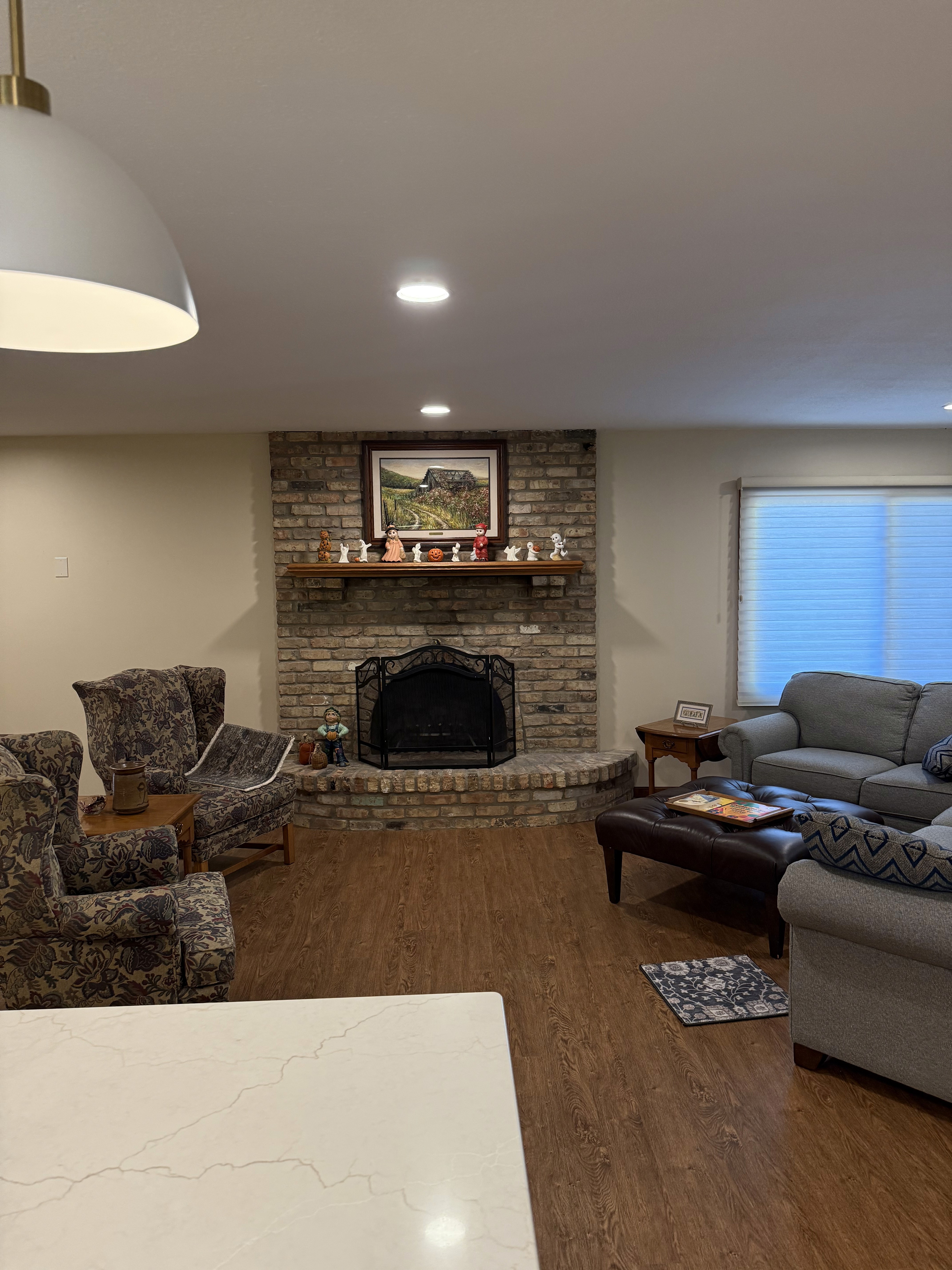 fireplace with new flooring