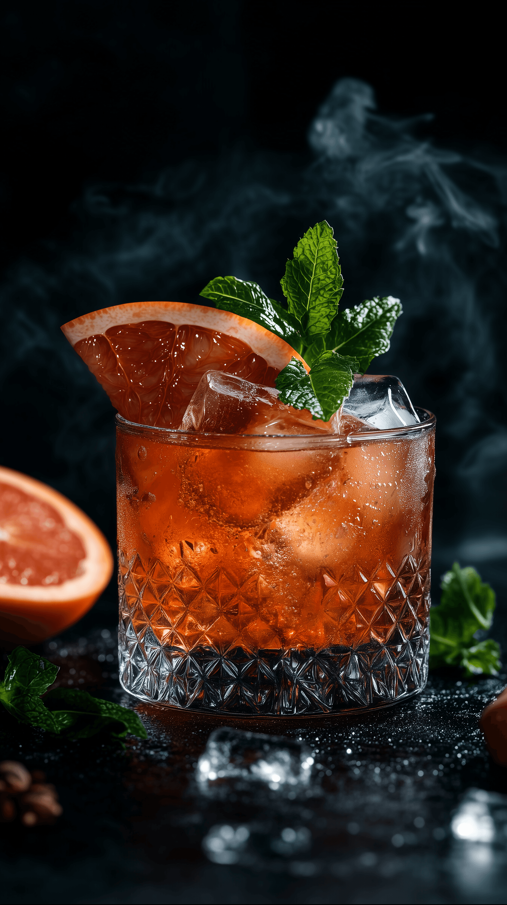 Door Midjourney gegenereerde AI afbelding van een oranje drankje met een zwarte achtergrond