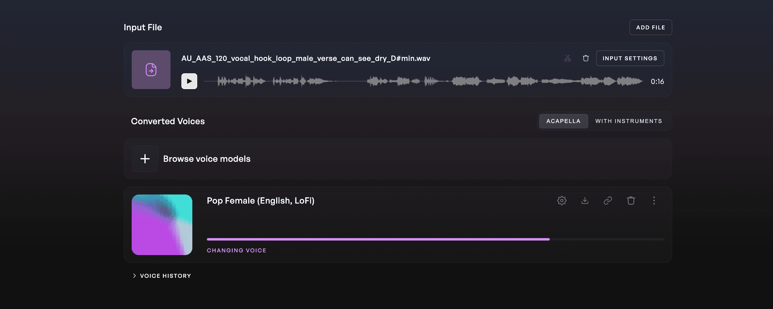 Image of Male Emo Pop converting audio