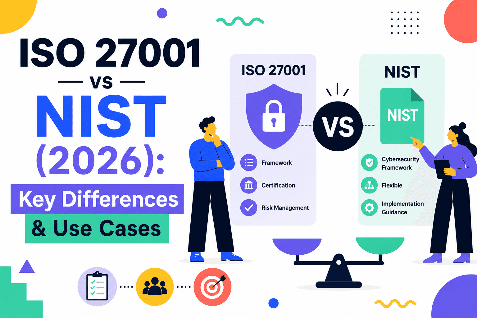 ISO 27001 vs NIST comparison of security frameworks and use cases.