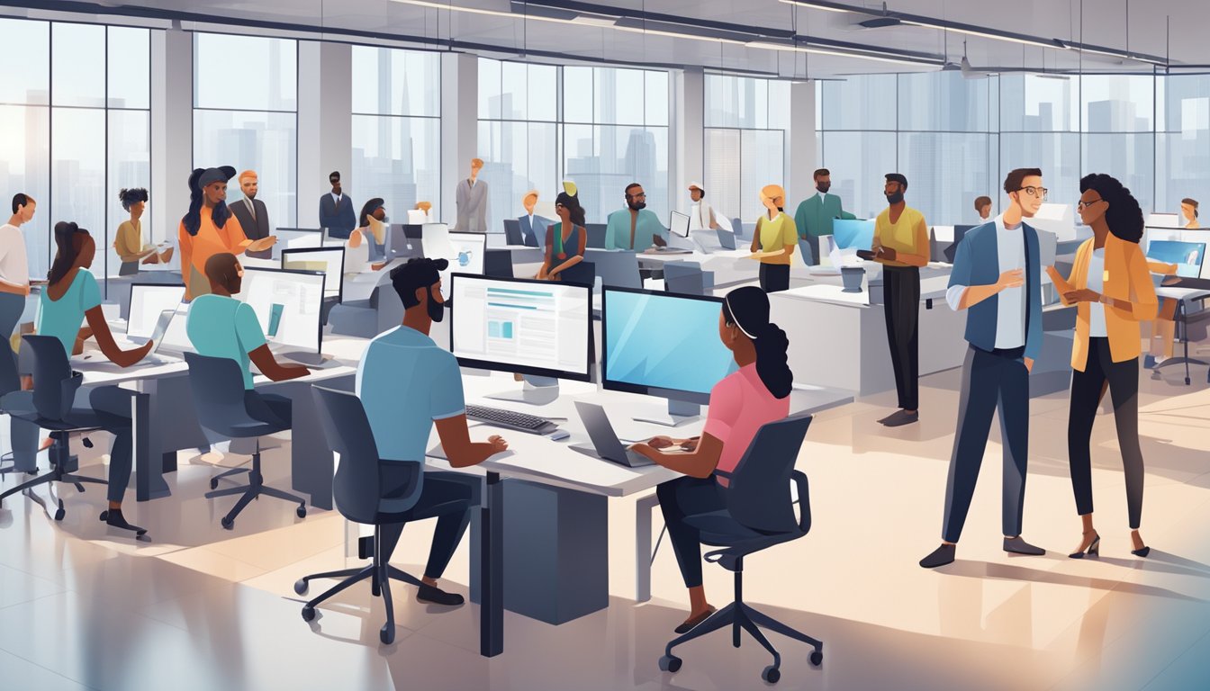 Führungskräfte und Angestellte nehmen gemeinsam an einem Workshop teil, der die Werte der Unternehmenskultur hervorhebt.