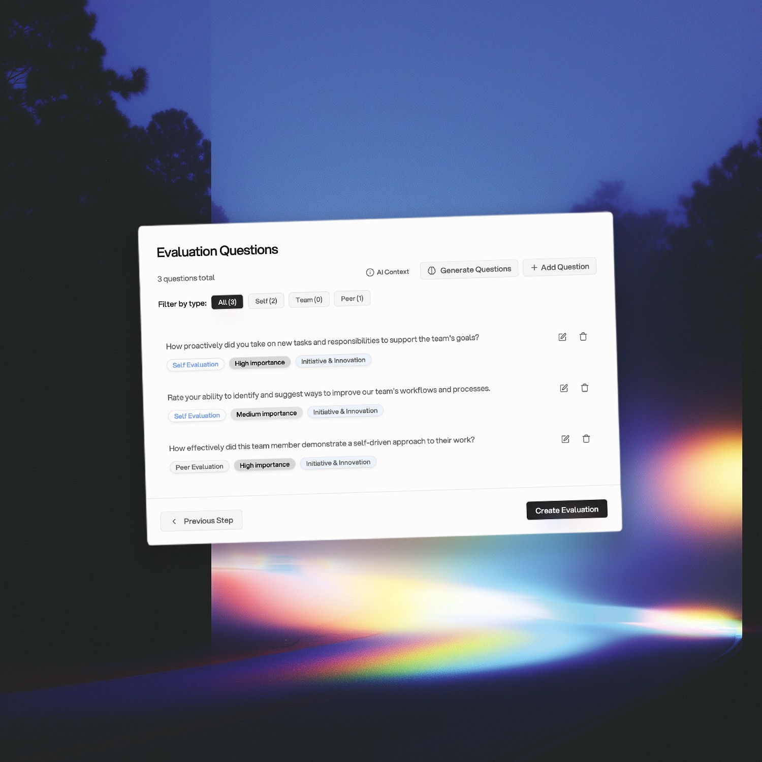 Screenshot of a SaaS product showing a 'New Workspace Setup' form with fields for workspace name, team selection with profile icons, and a 'Create a Project' button.