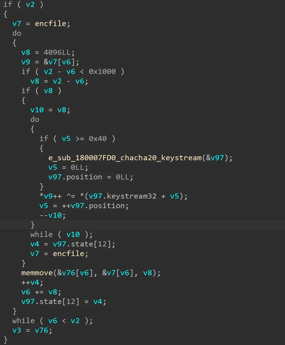 ChaCha20 decryption code