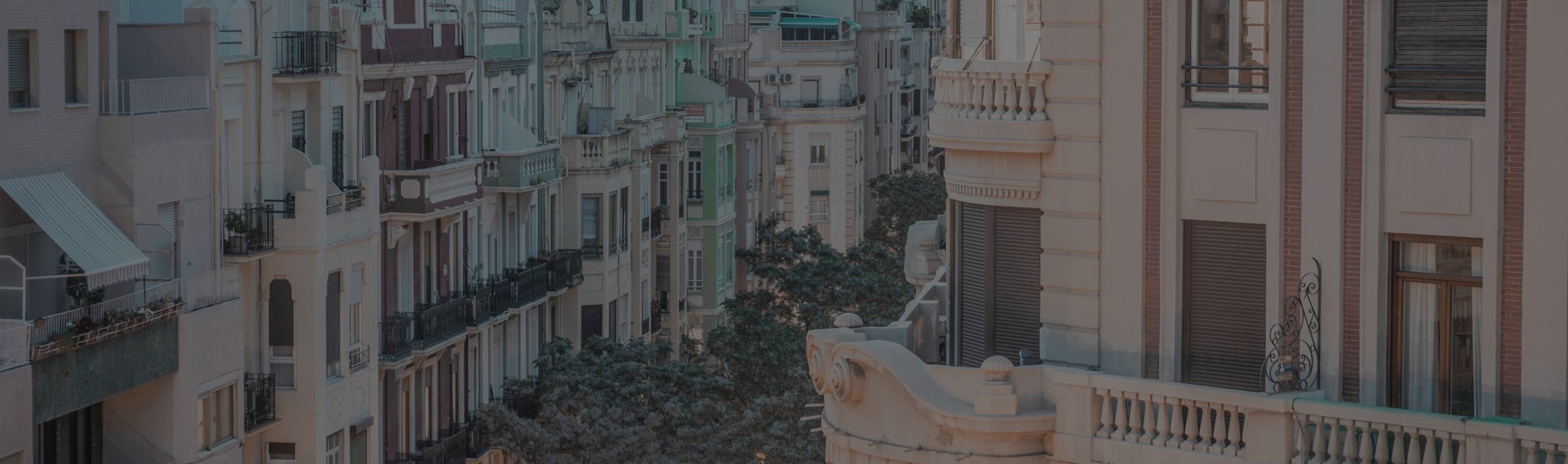 Wide view of Valencia city center with classic buildings