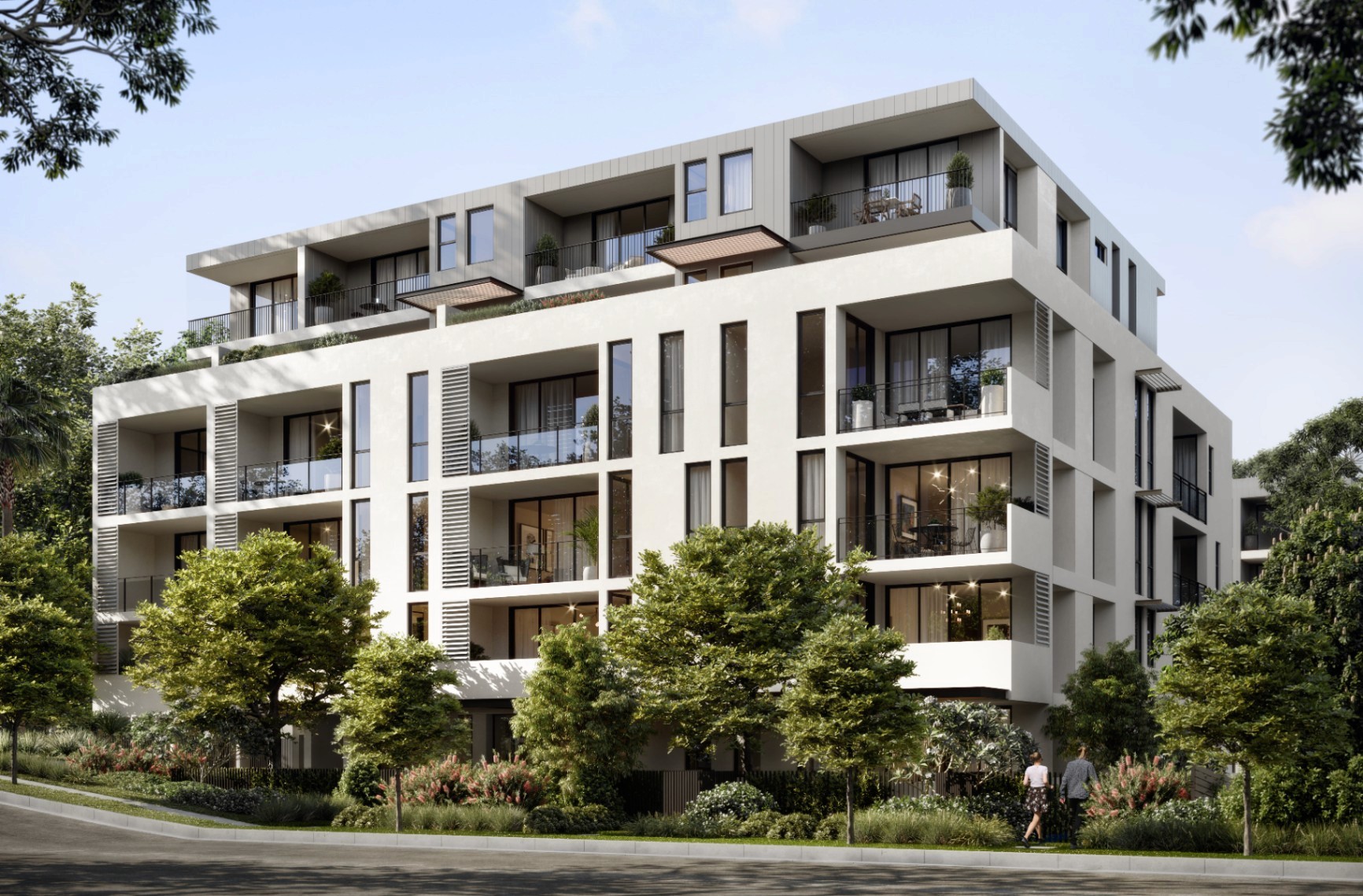 ARGO Castle Hill modern apartment building exterior with balconies and landscaped gardens in Sydney real estate development