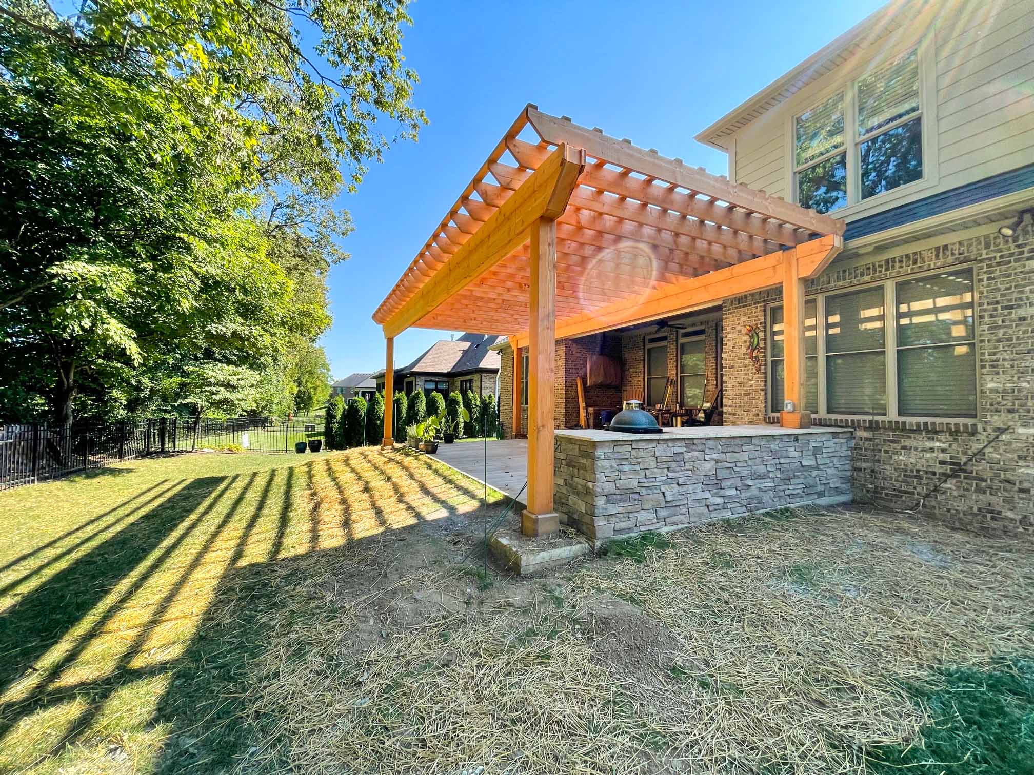 side view of the pergola