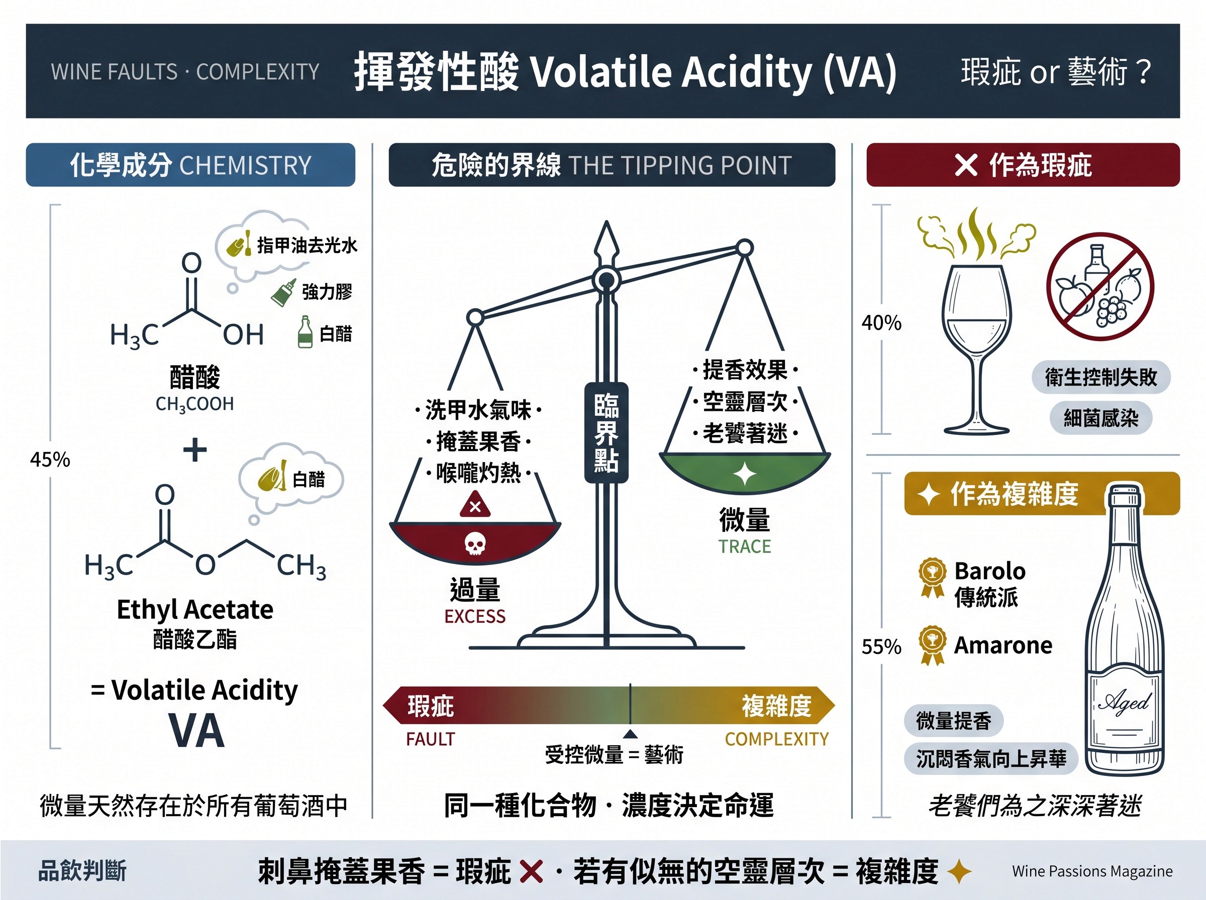 揮發性酸 (VA)：指甲油去光水味是釀造瑕疵還是複雜度展現？
