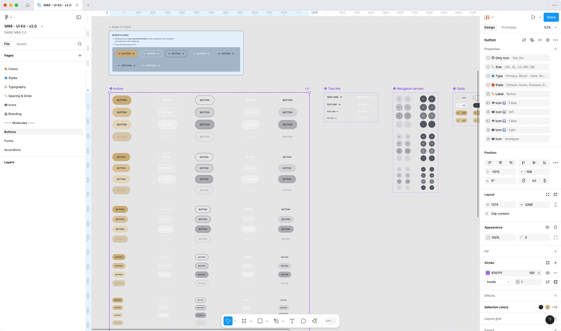 M88's design system buttons