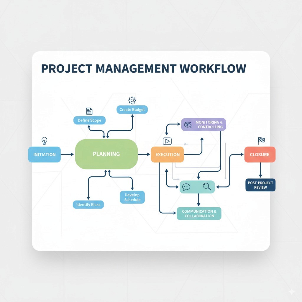 Diagram of design project management workflow
