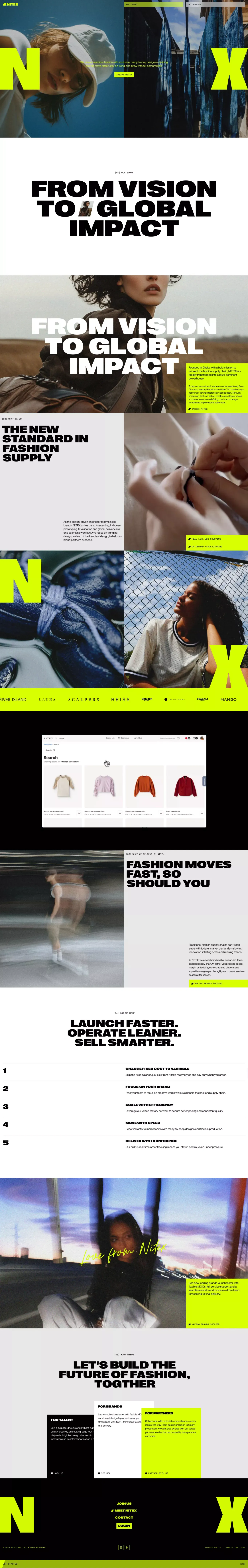 nitex portfolio page screenshot showcasing Design and Fashion design