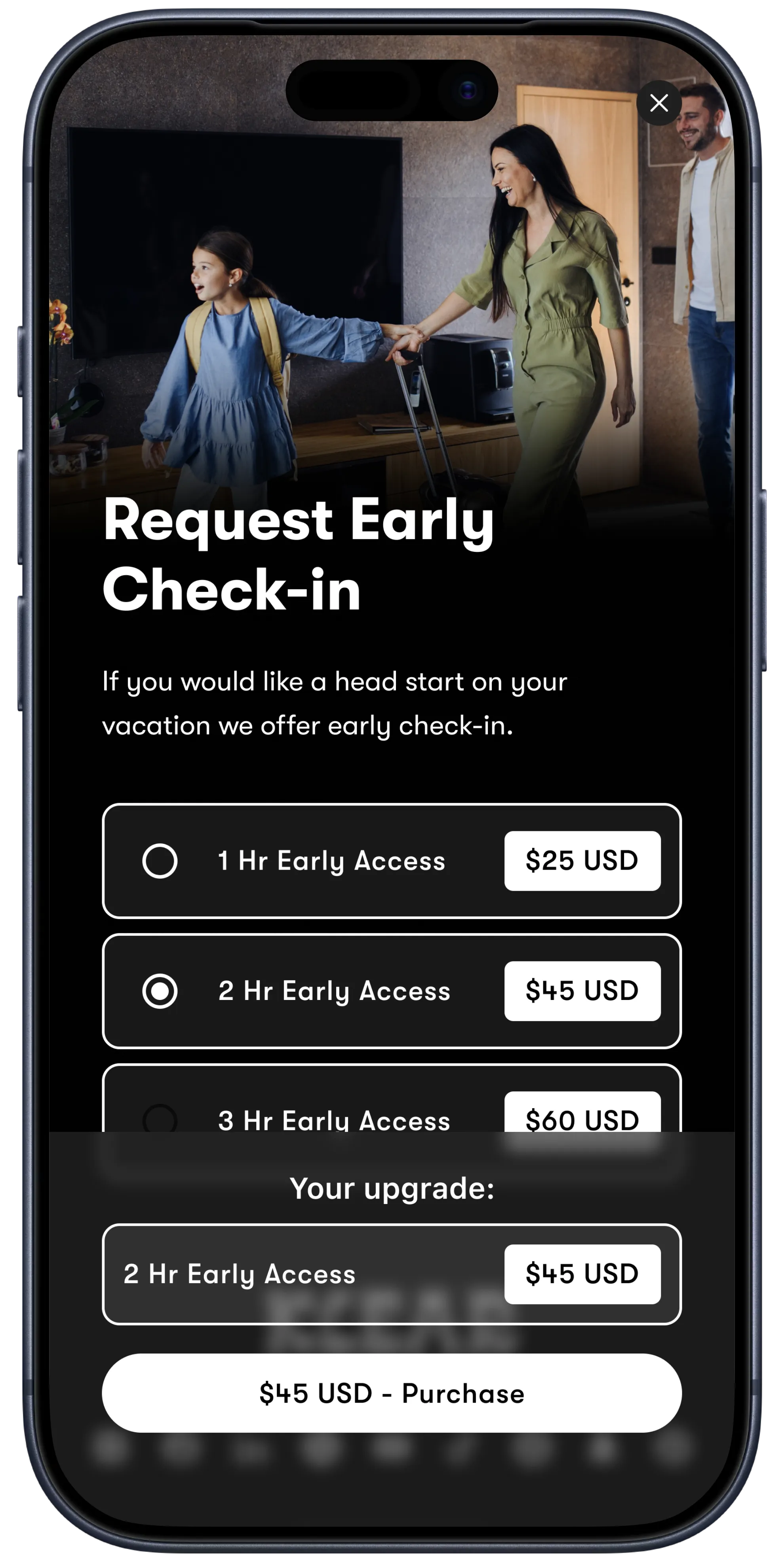 Early Check-in Upsell