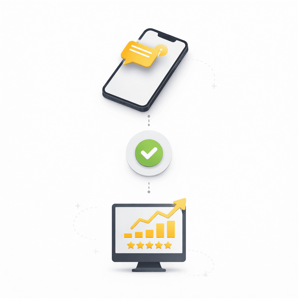 3-Schritte Prozess: Automatische Bewertungsanfrage per WhatsApp führt zu mehr Google Bewertungen und mehr Umsatz