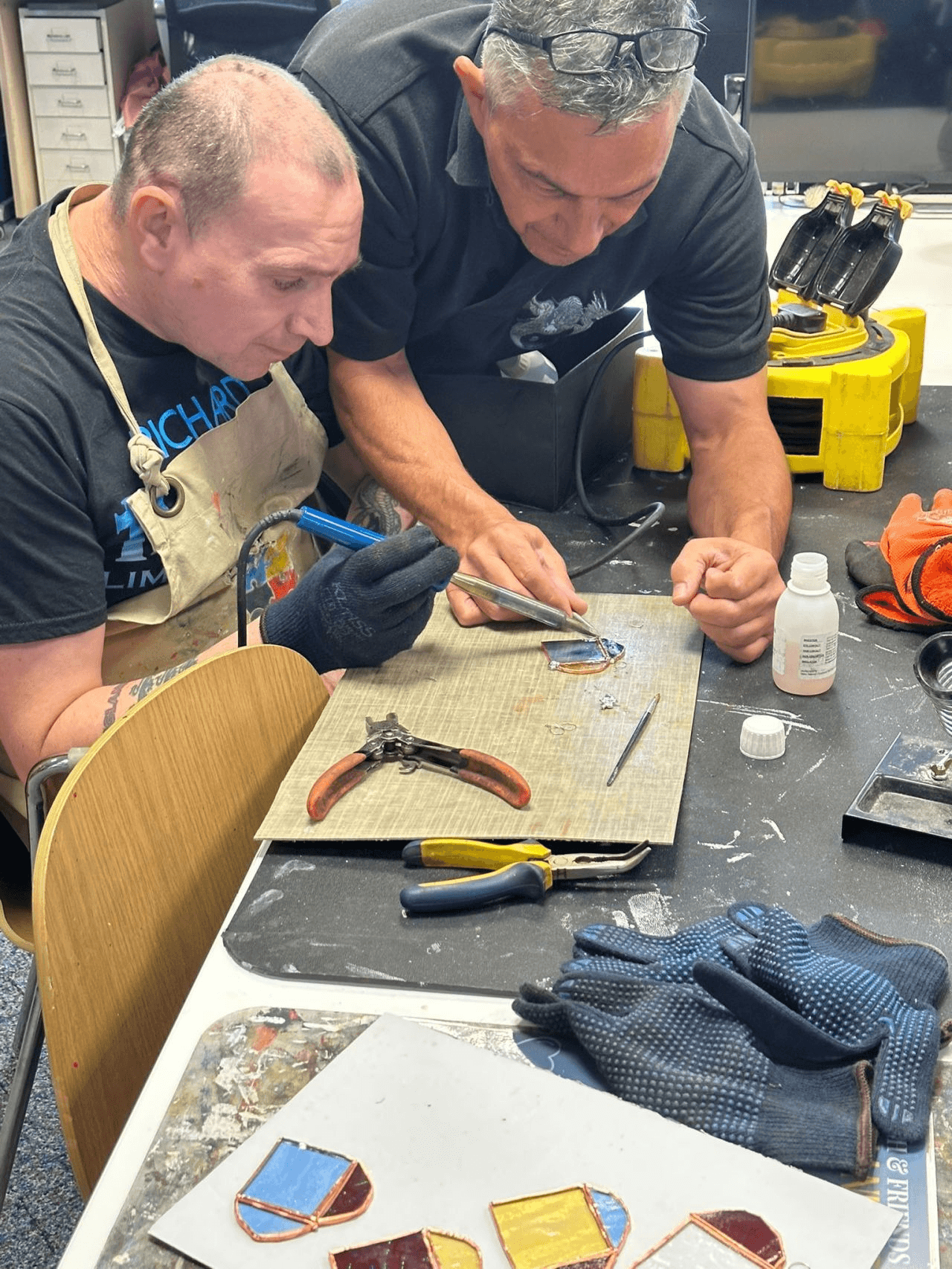 Two men greeting with hand