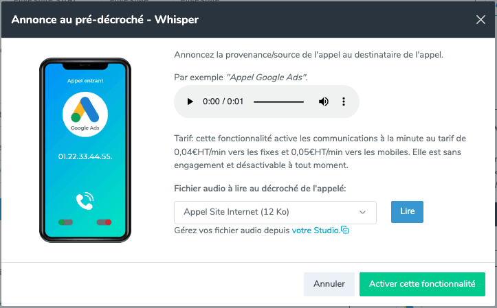 Sélection du fichier audio