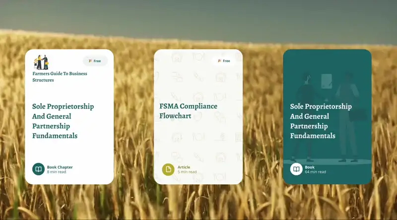 Stylized presentation of three card designs used on the Farm Commons website.