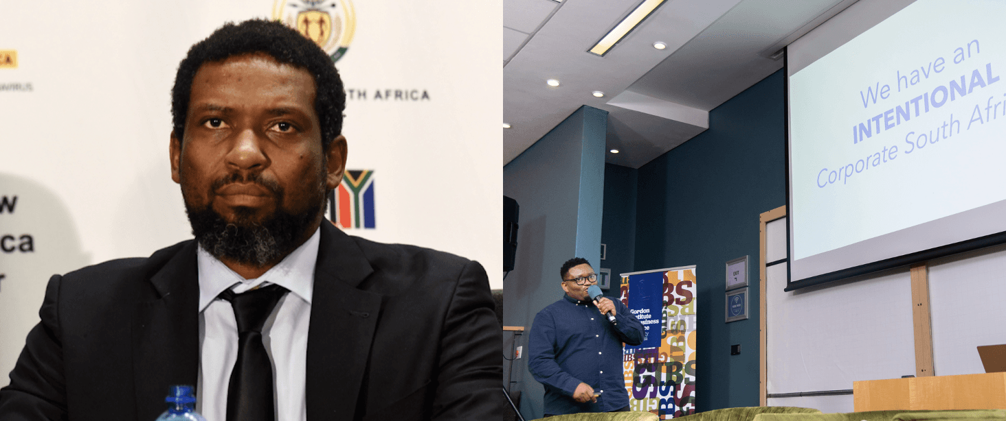 Buti Manamela pictured. Bogosi Motshegwa, Chief Executive: Thinkerneur Sustainable Impact delivering a keynote where he asserts that South Africa needs a vision.