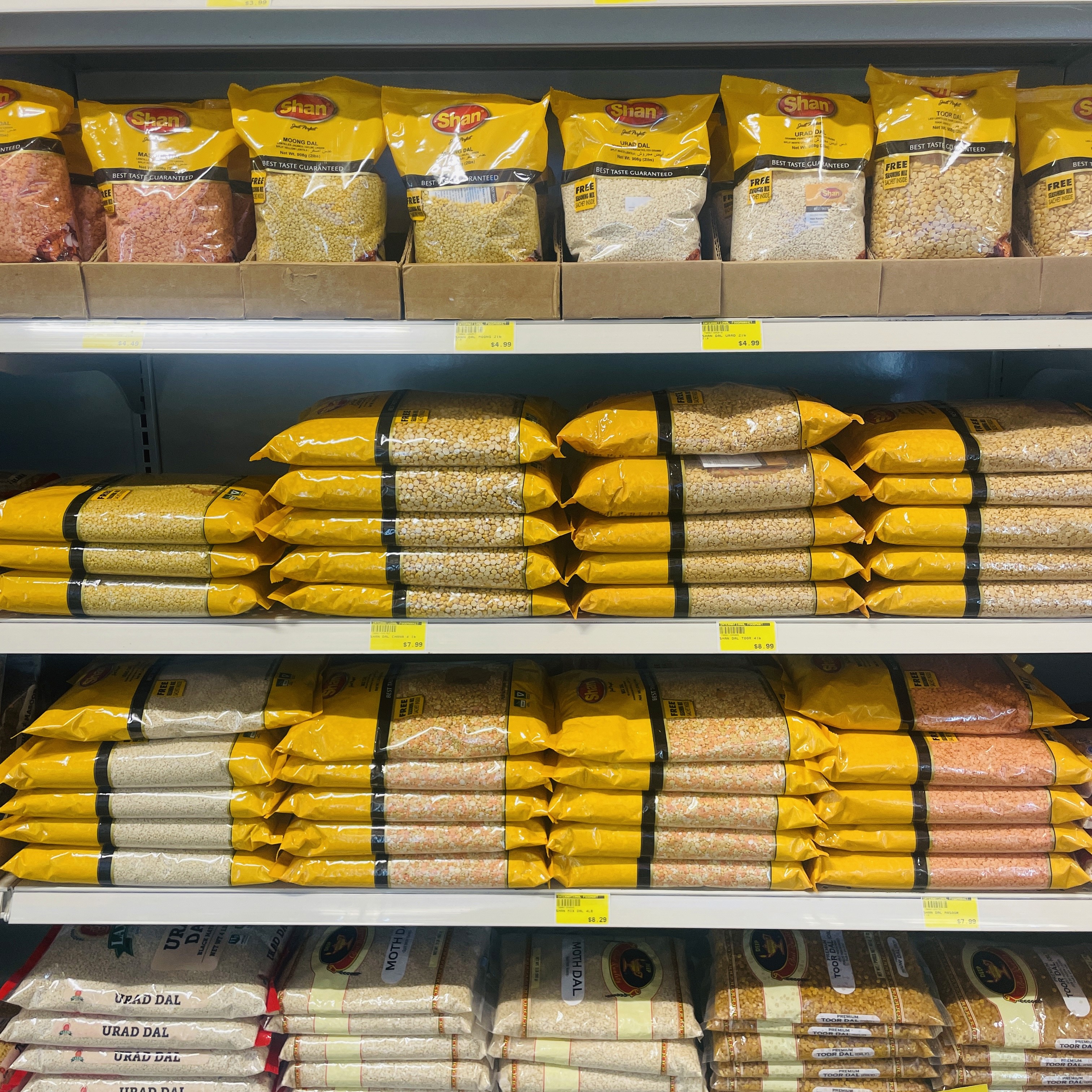 Chana dal and urad dal available at International Food Market Orlando.