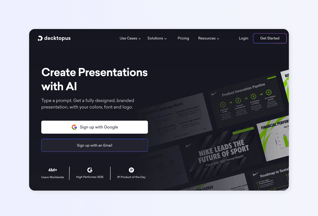 Decktopus AI Landing page