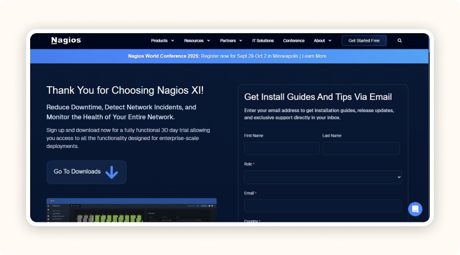 Nagios XI’s download page