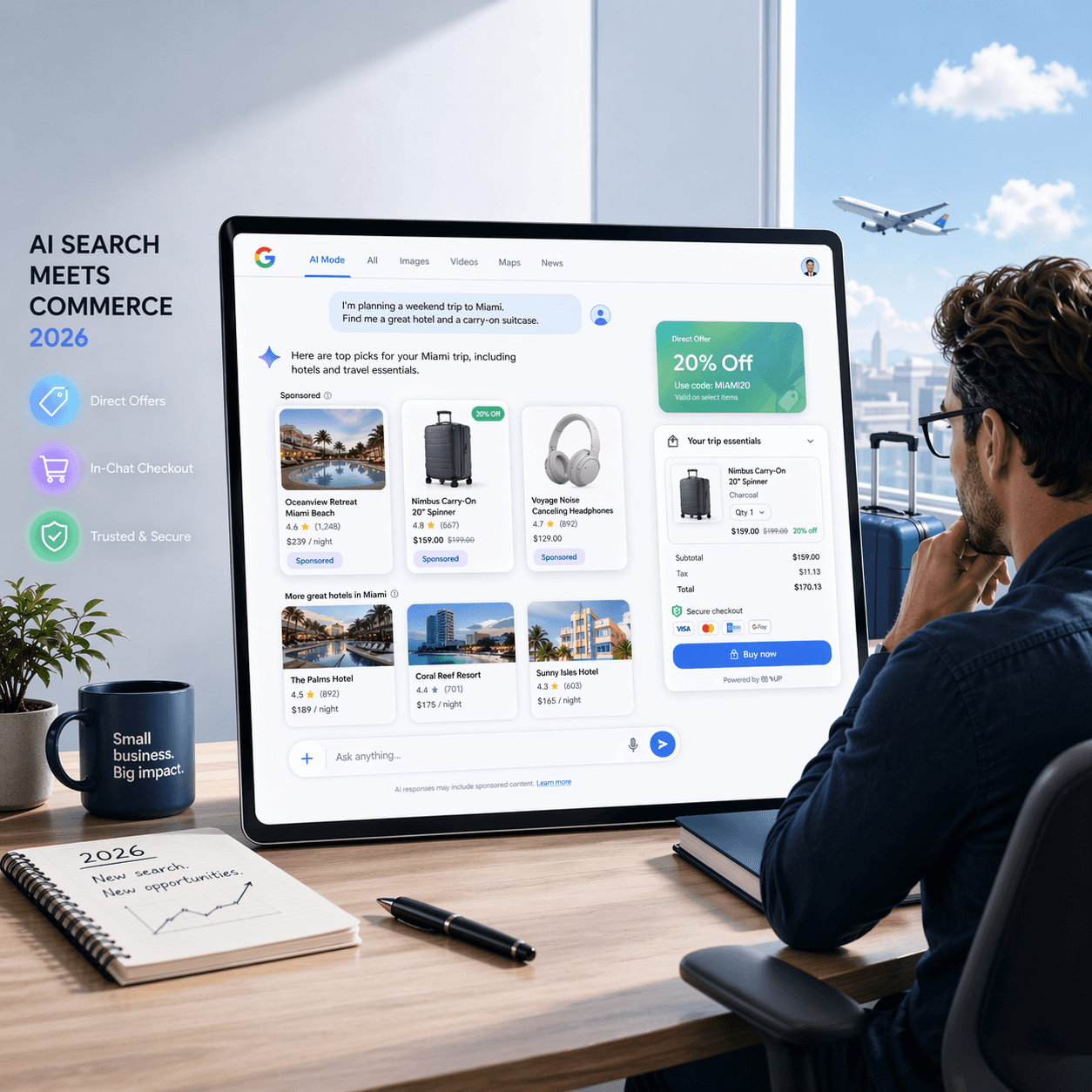 google ai mode shopping travel ads 2026