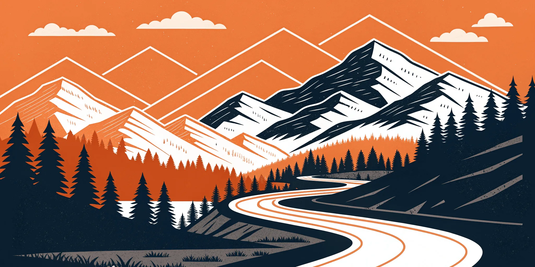 Winding road through mountain range at sunset in Georgia.
