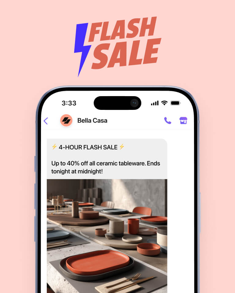 Viber messaging campaign showcasing a personalized message from a home decor e-commerce store.