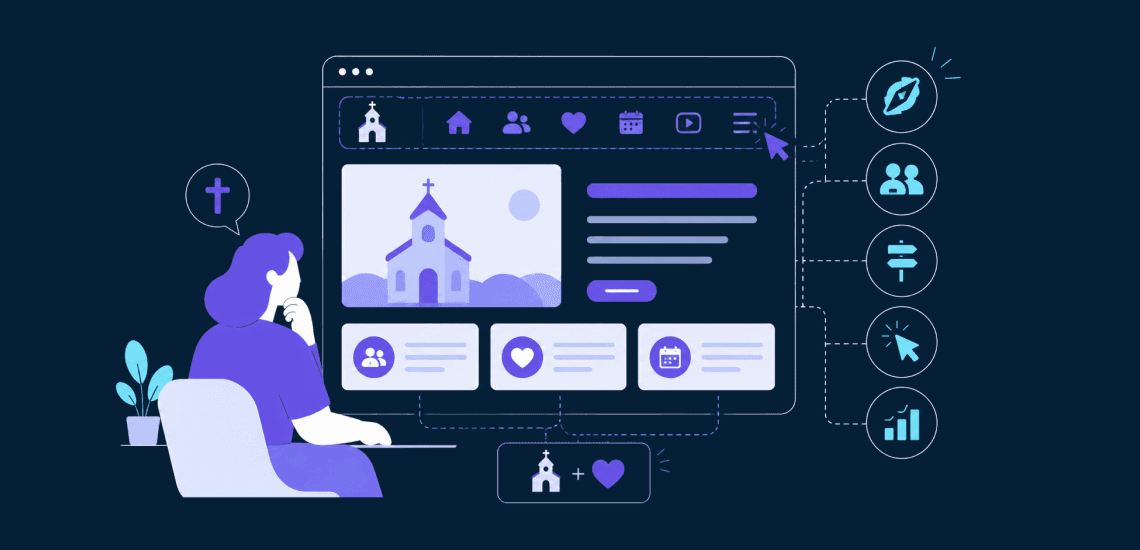 Website design illustration. A person is creating a website.
