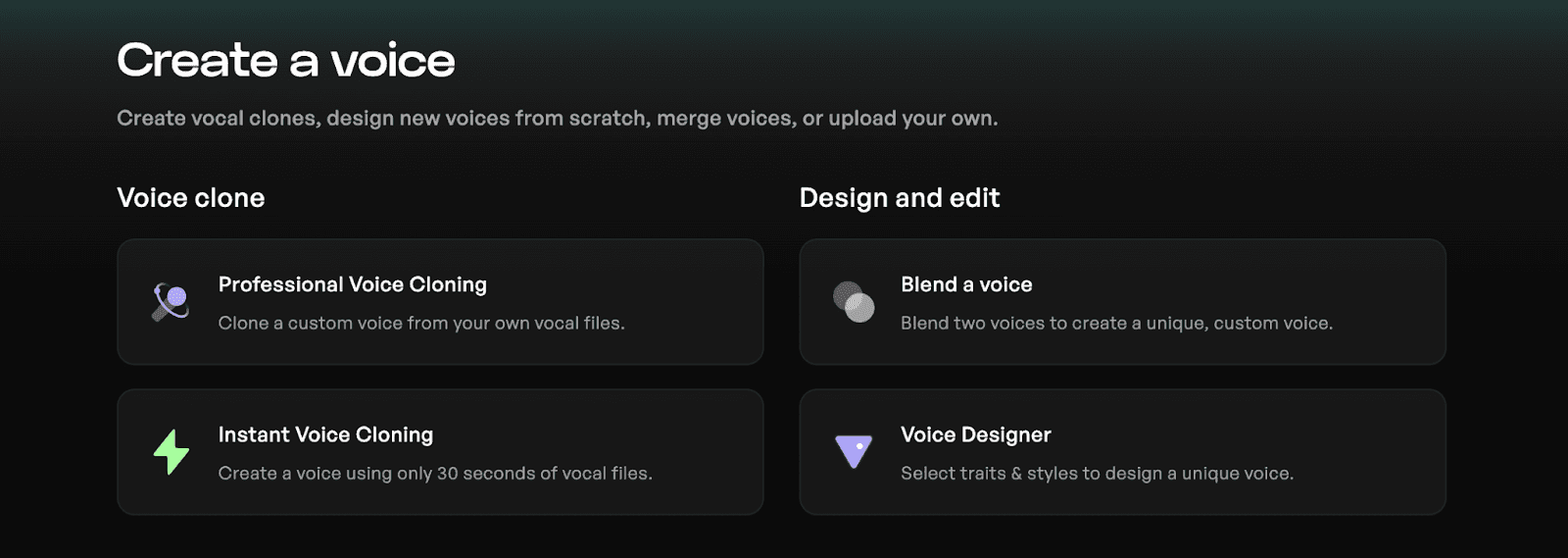 The Kits Create a Voice panel