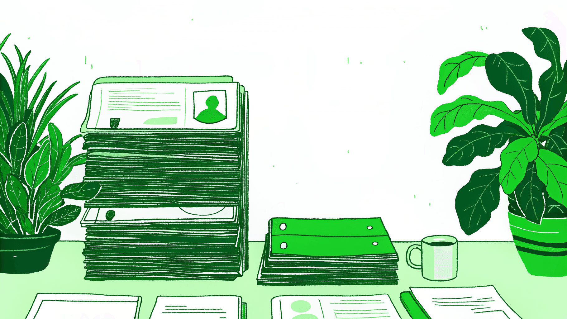 Three document piles showing ID, bank, and insurance papers needed for Massachusetts unclaimed property claims