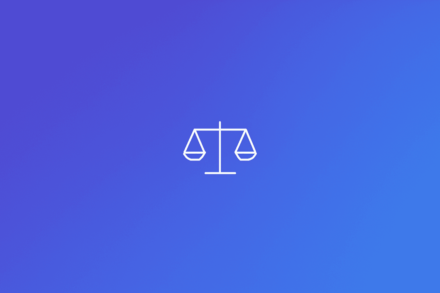 Minimalist purple-to-blue gradient thumbnail with a small white weighing scale icon in the center representing comparisons for Facctum resource pages.