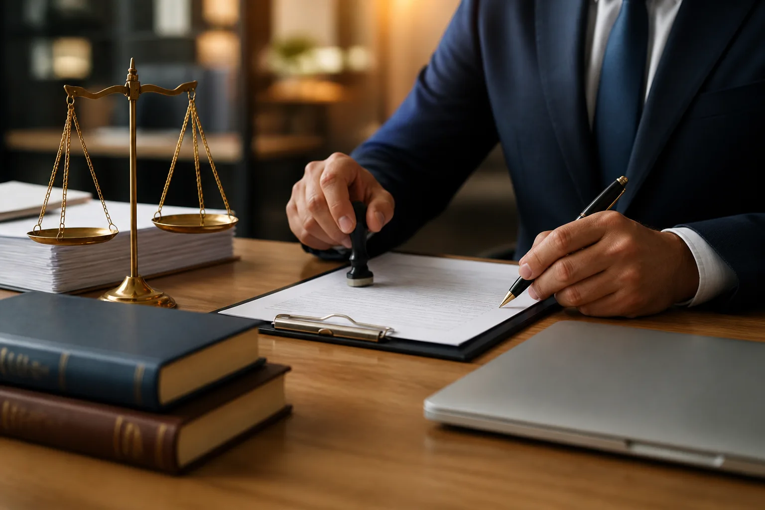 Legal Translation Business Setup in Dubai beside a signed corporate agreement with an official stamp