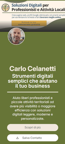 screen di pagina personale di carlo celanetti e della sua professione