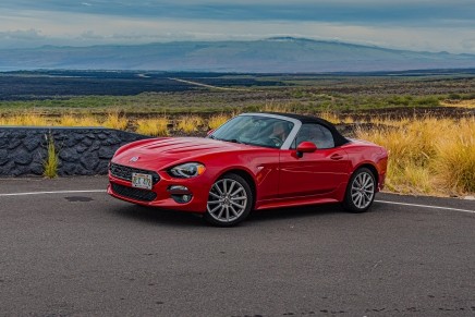 Red Fiat 124 Spider For Rent In Kona On Big Island of Hawaii