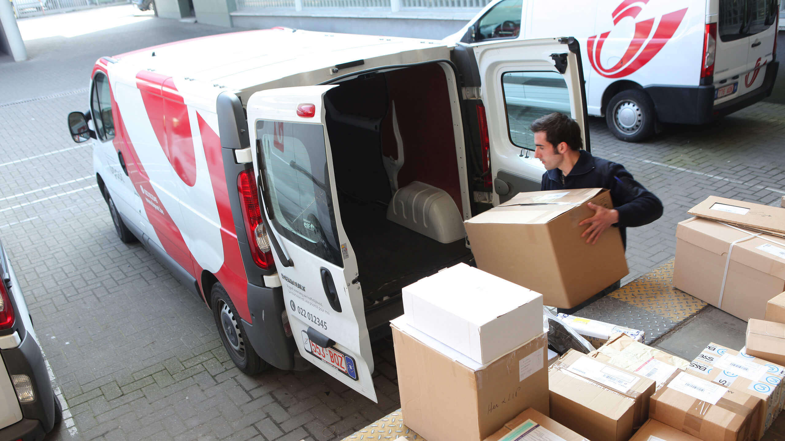 rebranded mail van at the distribution centre