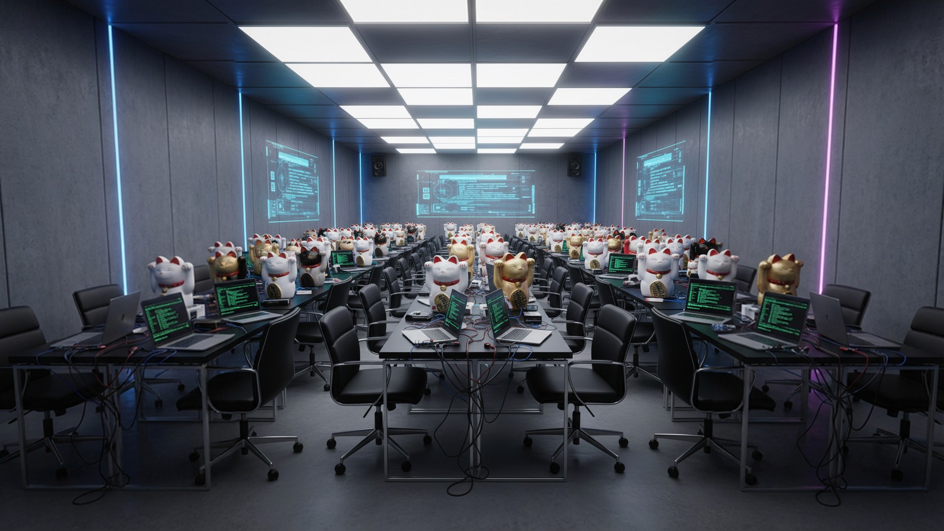 Black and white image of people working at a table with laptops, showing hands gesturing during discussion of digital content displayed on screens, with fabrica® logo in the corner.