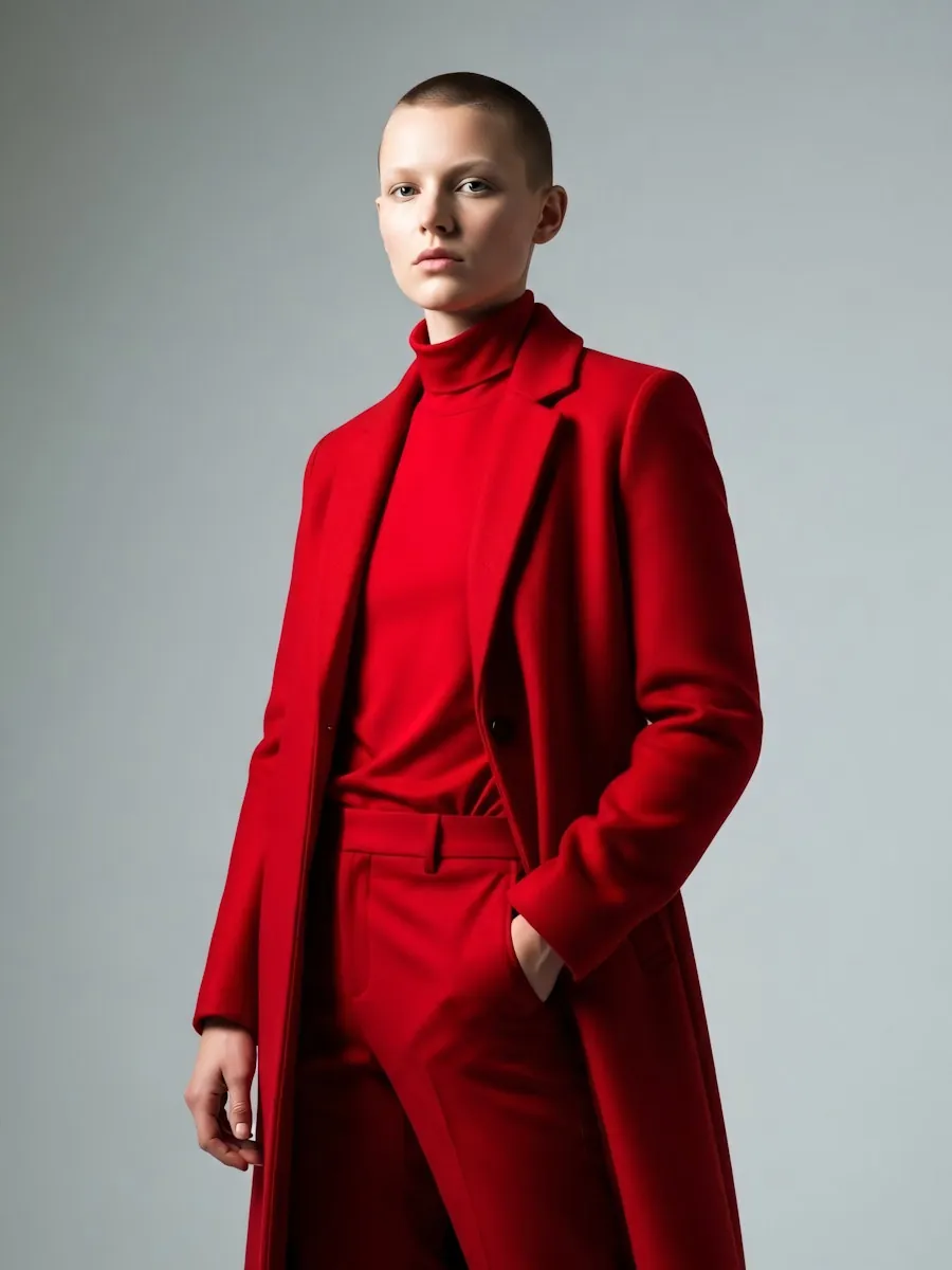 Sarah Thompson, Founder and CEO, professional headshot in red suit against gray background
