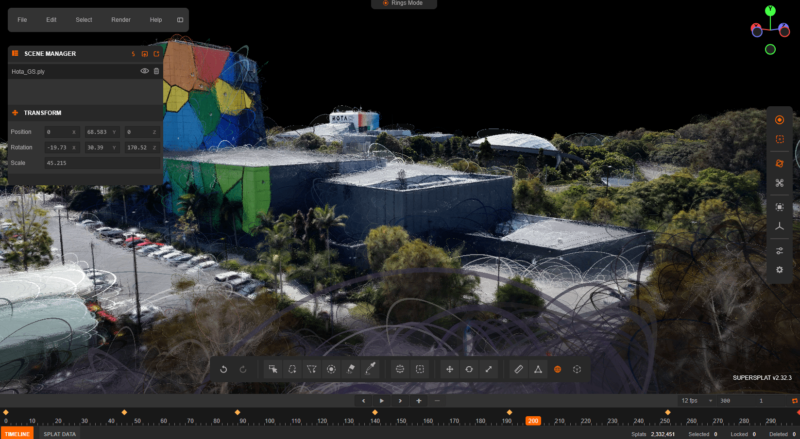 Cleaning and animation in SuperSplat editor