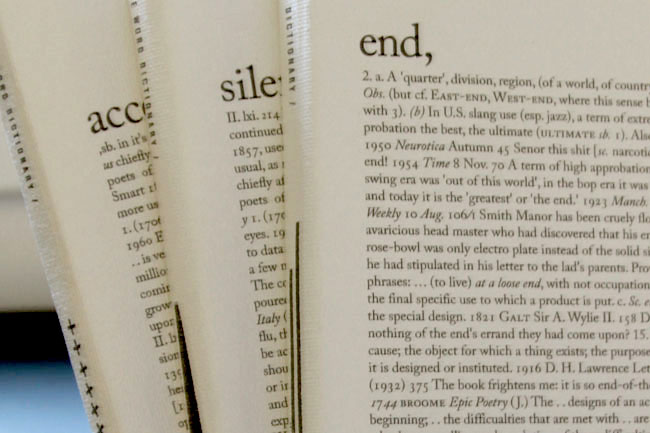 The image shows two pages of a dictionary open to a page with the word "end" at the top. The left page is partially visible and shows words starting with "acc" and "silo". The right page displays the word "end" at the top and includes entries starting with "2. a. A' quarter, region, (of a world, of countries Obs. (but cf. EAST-END, WEST-END, where this sense has with 3). (b) In U.S. slang use (esp. jazz), a term of extreme probation the best, the ultimate (ULTIMATE 1b. 1). Also 1950 Neurotica Autumn 45 Senior this (shc narcotic end! 1954 Time 70 A term of high approbation swing era was 'out of this world', the era it was and today it is the 'greatest' or 'the end.' 1923 March Weekly 10 Aug. 106/1 Smith Manor has been cruelly flung rosy-bowl only master who had discovered that his rose-bowl was only electro plate instead of the solid end he had stipulated in his letter to the lad's parents. Pro phrases: ... (to live) at a loose end, not accustomed. The final specific use to which a product is put. c. Se, esp. the special design. 1821 GALT Sir A. Wylie 1858 DARTMOUTH had come upon: nothing of the end's errand they had come upon? 15. (1932) 375 The book frightens me: it is so end-of-the-world. 1944 BROOME Epic Poetry (J.) The ... designs of beginning, ... the difficulties that are met with.