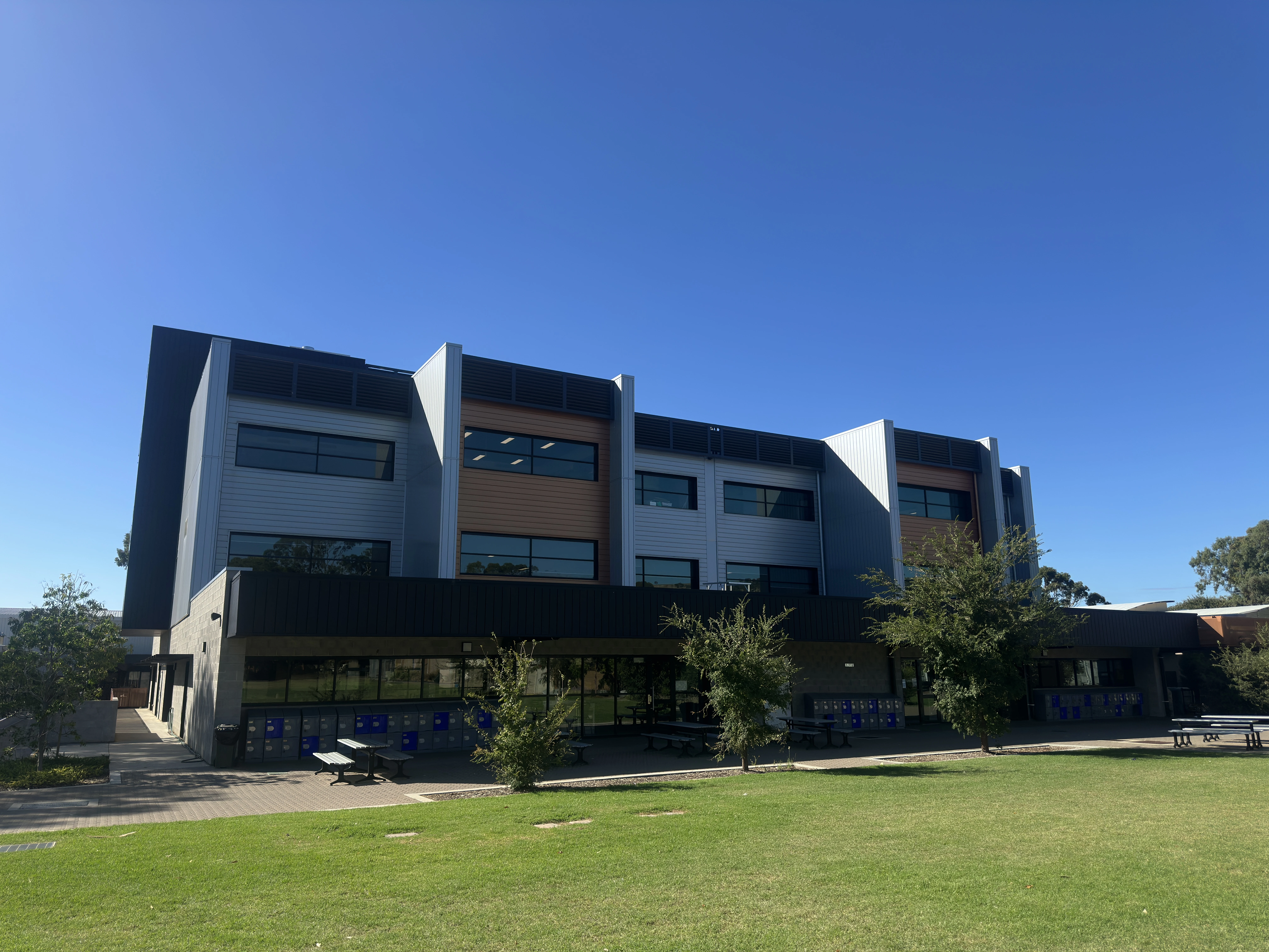 School buildings at Unley High School after full blind upgrade project