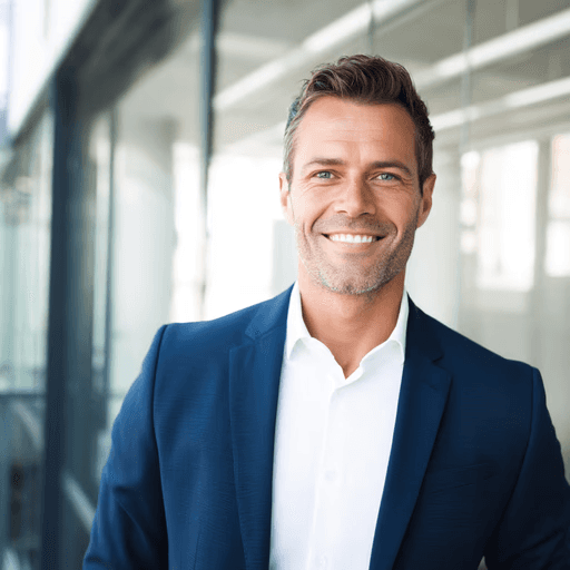 A person in a blue coat smiling