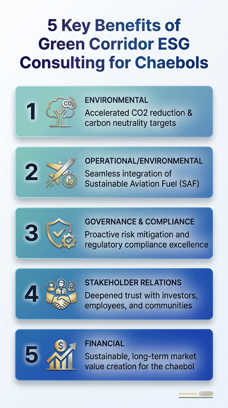 Infographic: 5 key benefits of Green Corridor ESG consulting for Chaebols.
