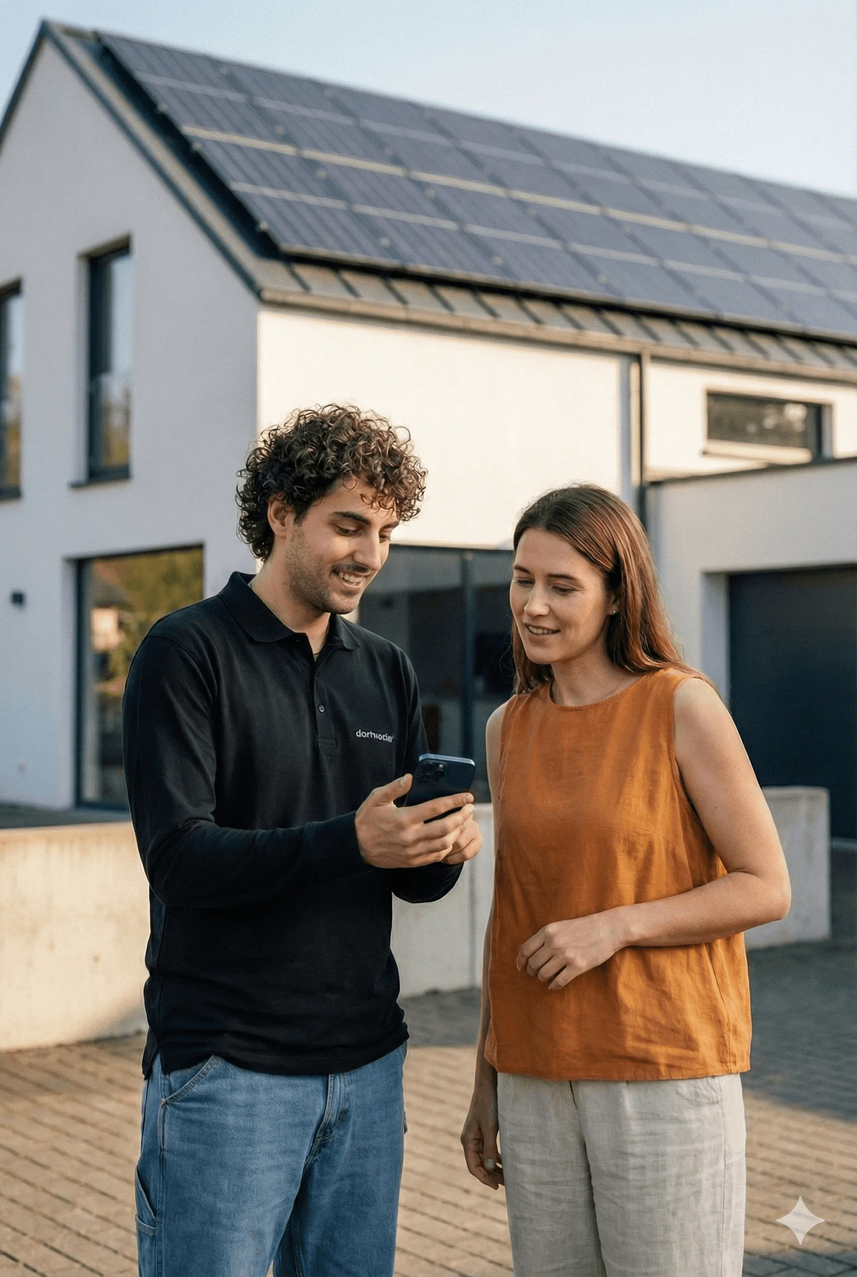 damm-solar Mitarbeiter mit Kundin im Gespräch