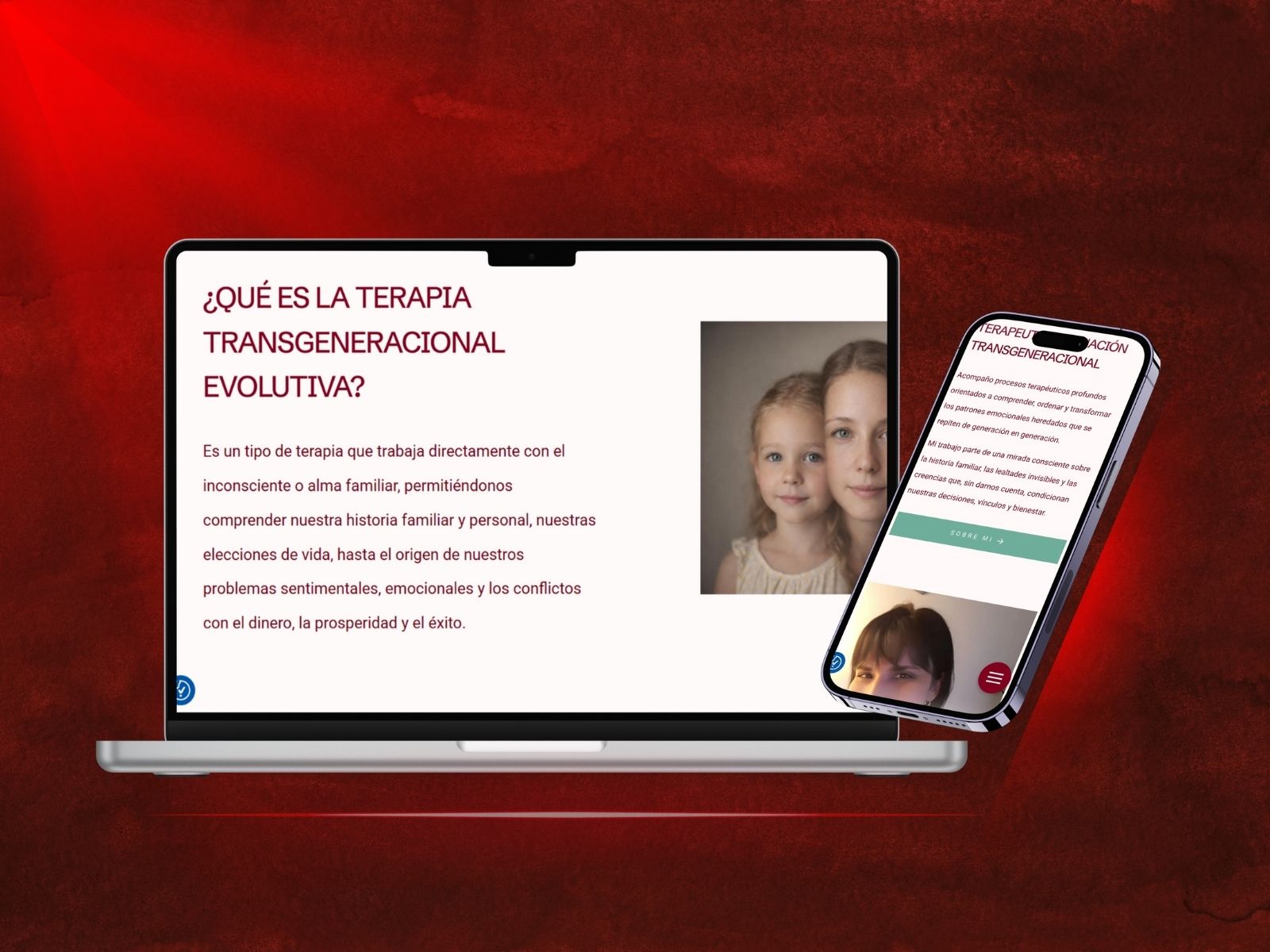 mockups mac y iphone mostrando web de terapia