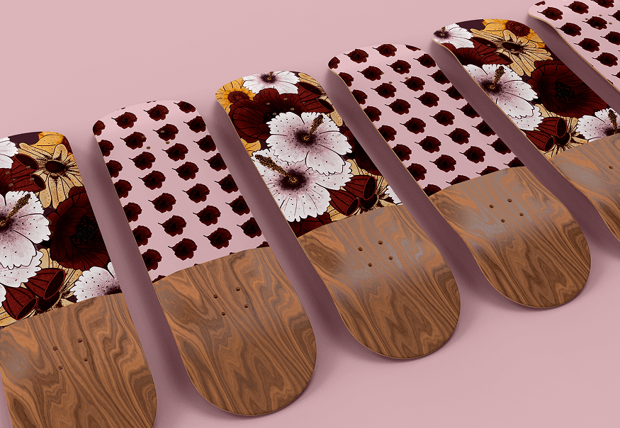 Red Poppy Skateboard Design