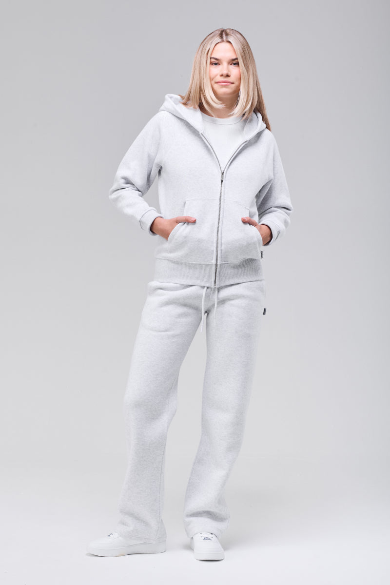 Sunday Superior Belmont Zip Hoodie in heather grey, front view