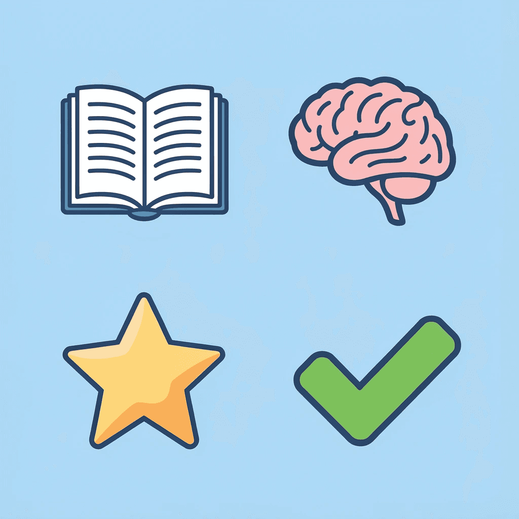 Four-icon grid displaying the four main subject areas taught at the preschool